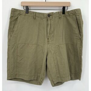 Billy Reid Shorts Mens 40 Green Panel Linen Cotton Chino Lightweight‎